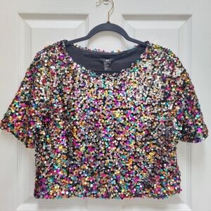 H & M Sequin Multicolor Crop Top Size Small